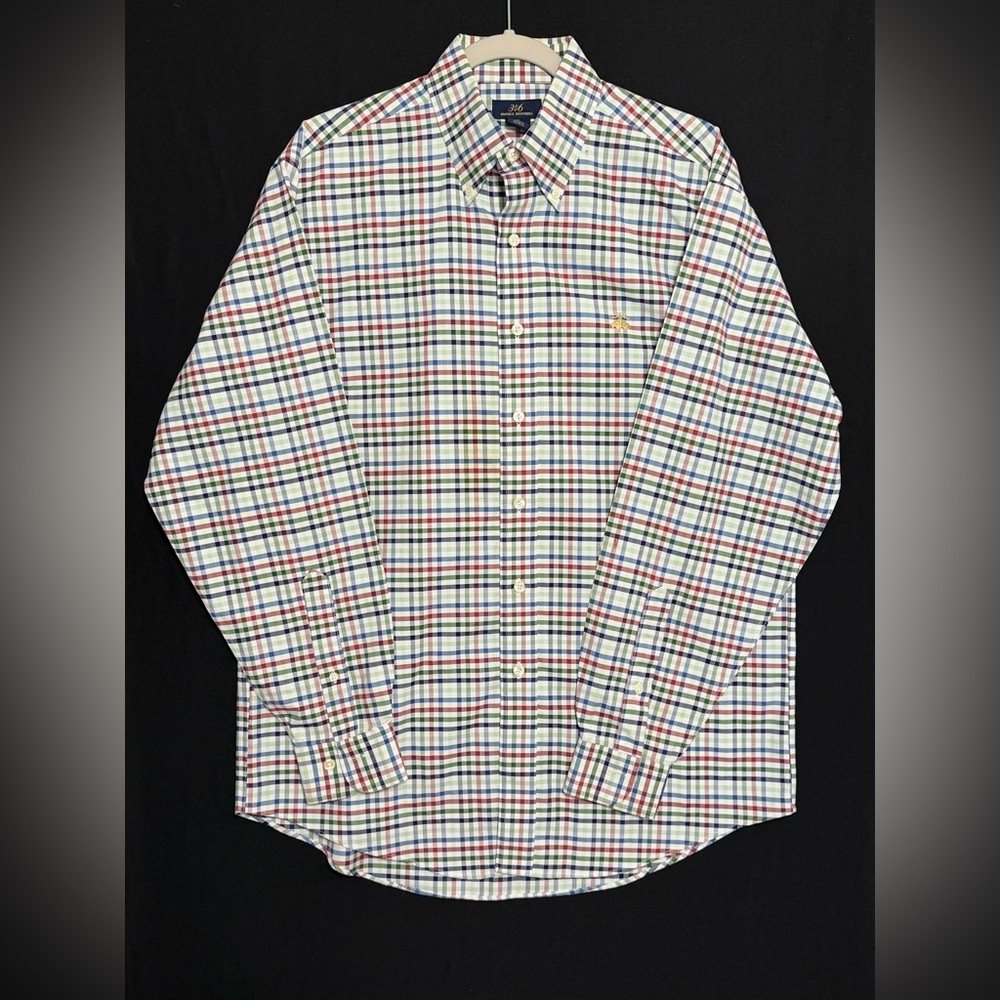 Brooks Brothers 346 Colorful Plaid Button Down Shirt Supima Cotton non-iron